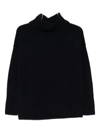 Beyou Turtleneck Ribbed Sweater In Black