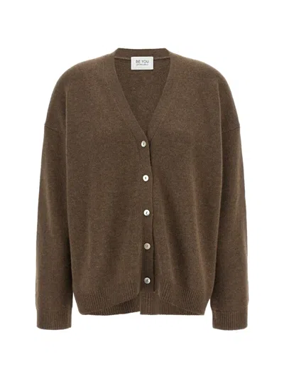 Beyou V-neck Cashmere Cardigan In Brown