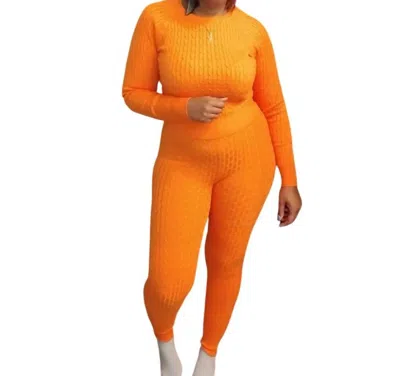 Beyouty Women Cable Knit Sweater & Pants Set In Orange