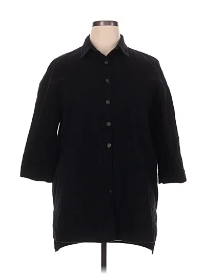 Pre-owned Beyove 3/4 Sleeve Button Down Shirt In Black