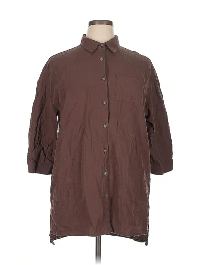 Pre-owned Beyove 3/4 Sleeve Button Down Shirt In Brown