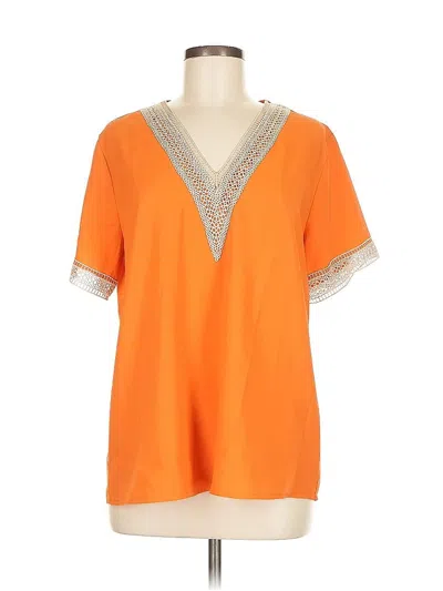 Pre-owned Beyove Short Sleeve Top Orange V Neck Tops