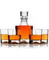 Bezrat Basic Whiskey Decanter With Whiskey Glasses, Set Of 5 In Clear