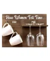 Bezrat How Woman Tell Time Wall Mounted Wine Rack With Wine Glasses And Coffee Mugs, Set Of 5 In Brown