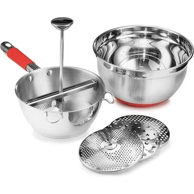Bezrat Stainless Steel Food Mill In Red