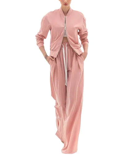 Bgl 2p Linen-blend Zip Hoodie & Pant Set In Pink