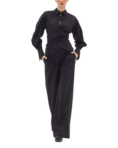 Bgl 2pc Blouse & Pant Set In Black