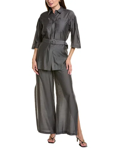 Bgl 2pc Blouse & Pant Set In Brown