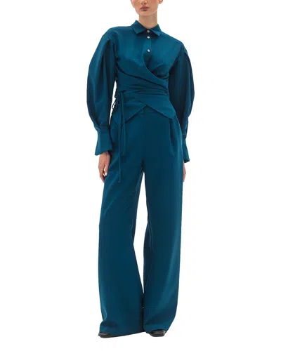 Bgl 2pc Blouse & Pant Set In Blue