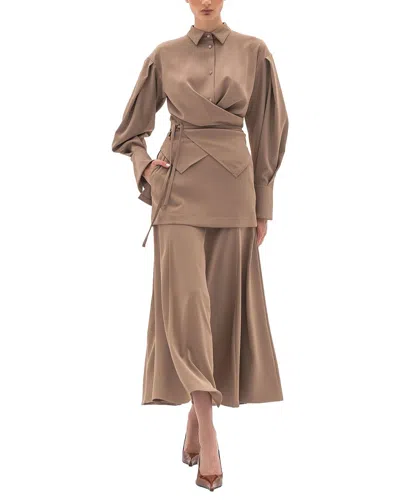 Bgl 2pc Blouse & Skirt Set In Brown