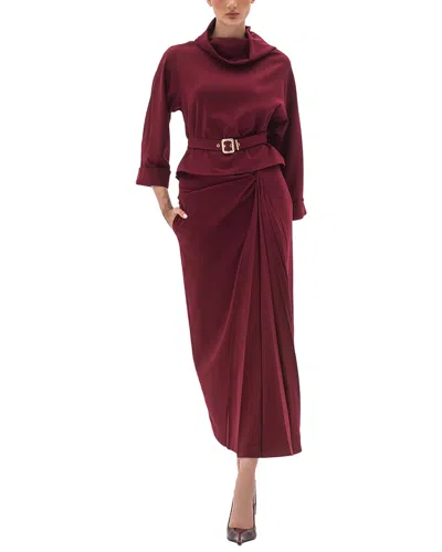 Bgl 2pc Blouse & Skirt Set In Burgundy