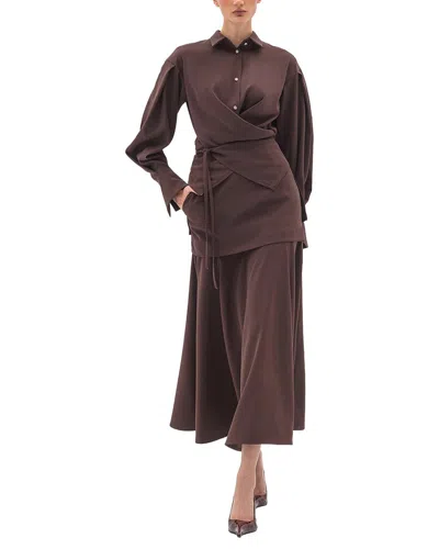 Bgl 2pc Blouse & Skirt Set In Brown