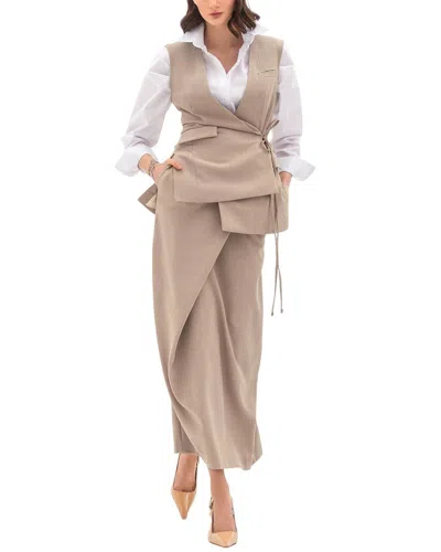 Bgl 2pc Vest & Skirt Set In Light Beige