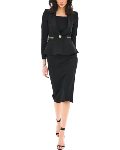 Bgl 2pc Wool-blend Blazer & Dress Set In Black