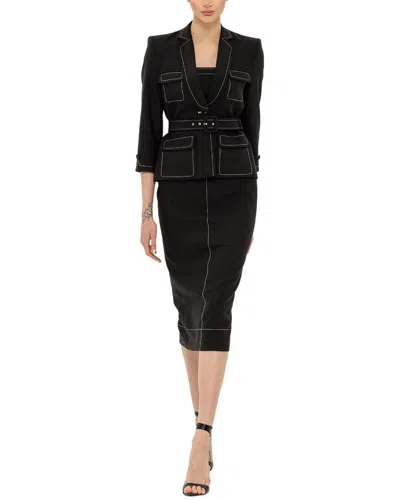 Bgl 2pc Wool-blend Blazer & Midi Dress Set In Black
