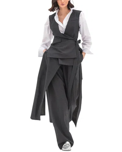 Bgl 3pc Wool-blend Vest, Pant, & Skirt Set In Gray