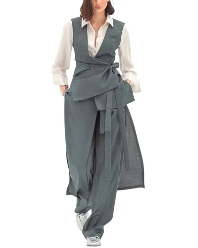 Bgl 3pc Wool-blend Vest, Pant, & Skirt Set In Green