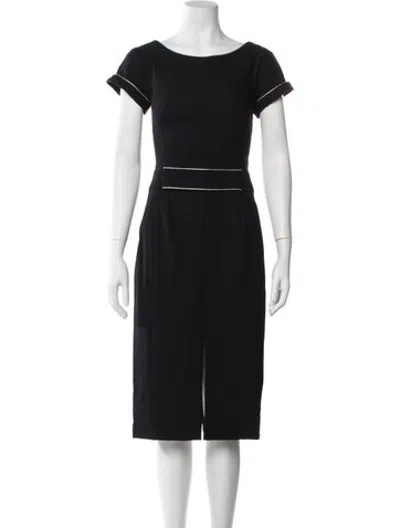 Pre-owned Bgl Bateau Neckline Knee-length Dress In Blue