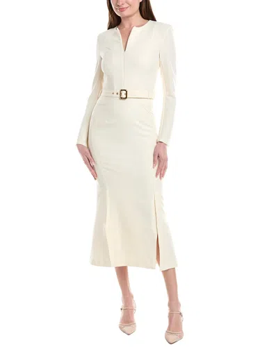 Bgl Belted Midi Dress In White