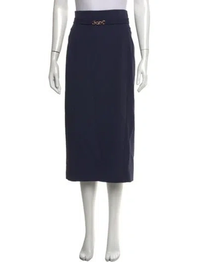 Pre-owned Bgl Chain-link Accents Midi Length Skirt In Blue