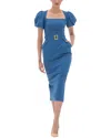 Bgl Linen-blend Midi Dress In Blue