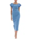 Bgl Linen-blend Midi Dress In Blue