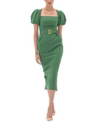 Bgl Linen-blend Midi Dress In Green