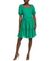 Bgl Linen-blend Mini Dress In Green