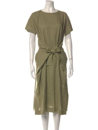 Pre-owned Bgl Linen Midi Length Dress In Green