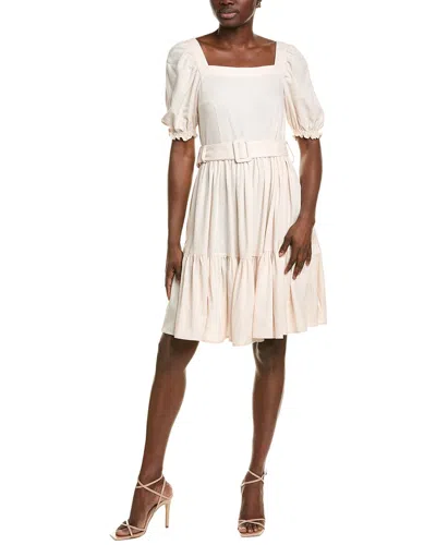 Bgl Linen-blend Mini Dress In Neutral