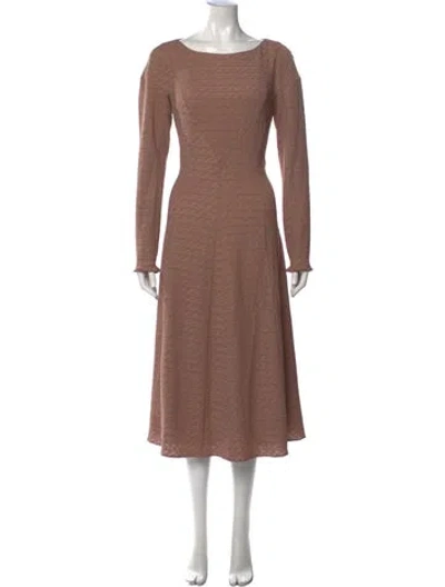 Pre-owned Bgl Patterned Midi Length Dress In Brown
