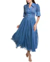 Bgl Pleated Midi Dress In Blue