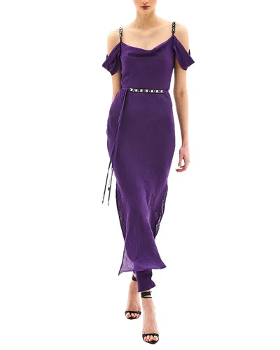 Bgl Silk-blend Midi Dress In Purple