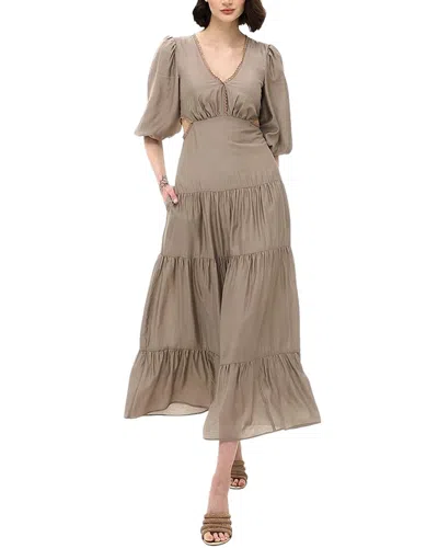 Bgl Silk-blend Midi Dress In Neutral