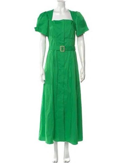 Pre-owned Bgl Square Neckline Long Dress In Green