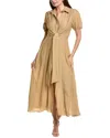 Bgl Tie Front Midi Shirtdress In Brown