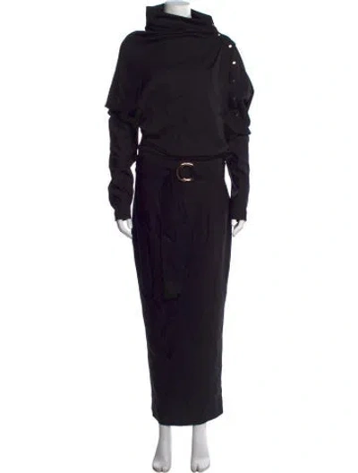 Pre-owned Bgl Turtleneck Long Dress In Black
