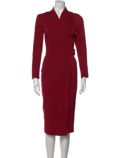 Pre-owned Bgl V-neck Midi Length Dress In Red