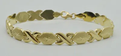 Pre-owned Bh Jewelry 10k Solid Yellow Gold "hugs & Kisses" Xo Bracelet. 7mm 71/4''- 8''