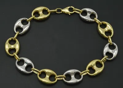 Pre-owned Bh Jewelry Mens 11.5mm 10k Real Two-tone Gold Gucci Link Bracelet 8.5" 10 Grams