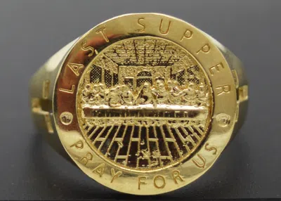 Pre-owned Bh Jewelry Real Solid 10k Yellow Gold Mens Last Supper Head Ring 17.5mm All Sizes