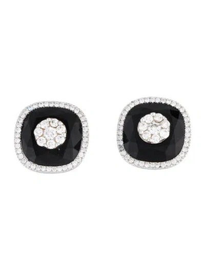 Pre-owned Bhansali 18k 1.59ctw Diamond & Onyx Stud Earrings In Multi