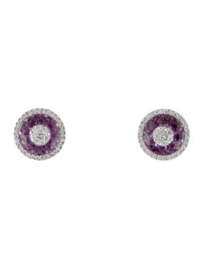 Pre-owned Bhansali 18k Amethyst & Diamond One Stud Earrings In Multi