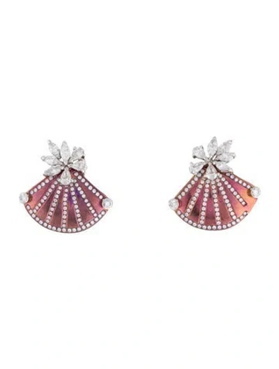 Pre-owned Bhansali 18k & Titanium 2.75ctw Diamond Fan Drop Earrings In Multi