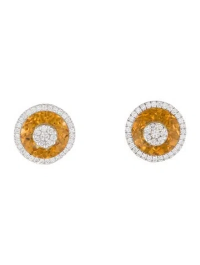 Pre-owned Bhansali 18k Citrine & Diamond One Stud Earrings In Multi