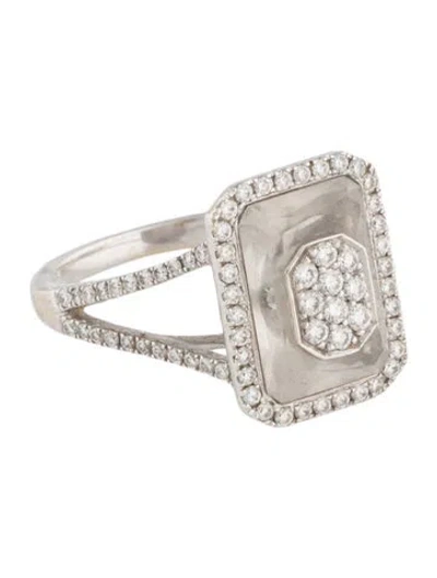 Pre-owned Bhansali 18k Diamond & Clear Quartz Cocktail Ring In Multi