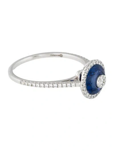 Pre-owned Bhansali 18k Diamond & Crystal Cocktail Ring In Blue