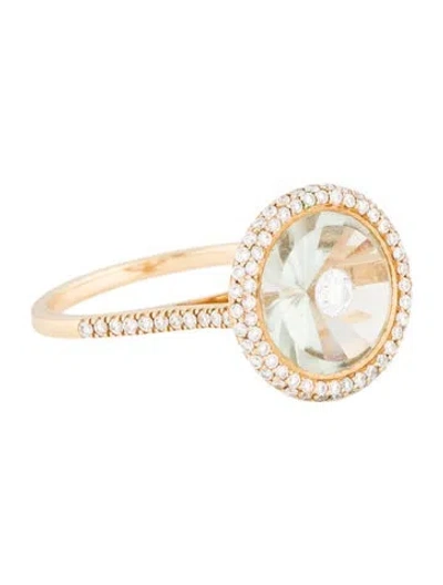 Pre-owned Bhansali 18k Diamond & Prasiolite Cocktail Ring In Multi