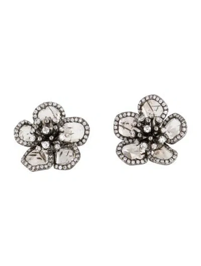 Pre-owned Bhansali 18k Diamond Flower Stud Earrings In Multi