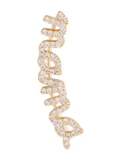 Pre-owned Bhansali 18k Diamond 'mama' Ear Climber In Multi